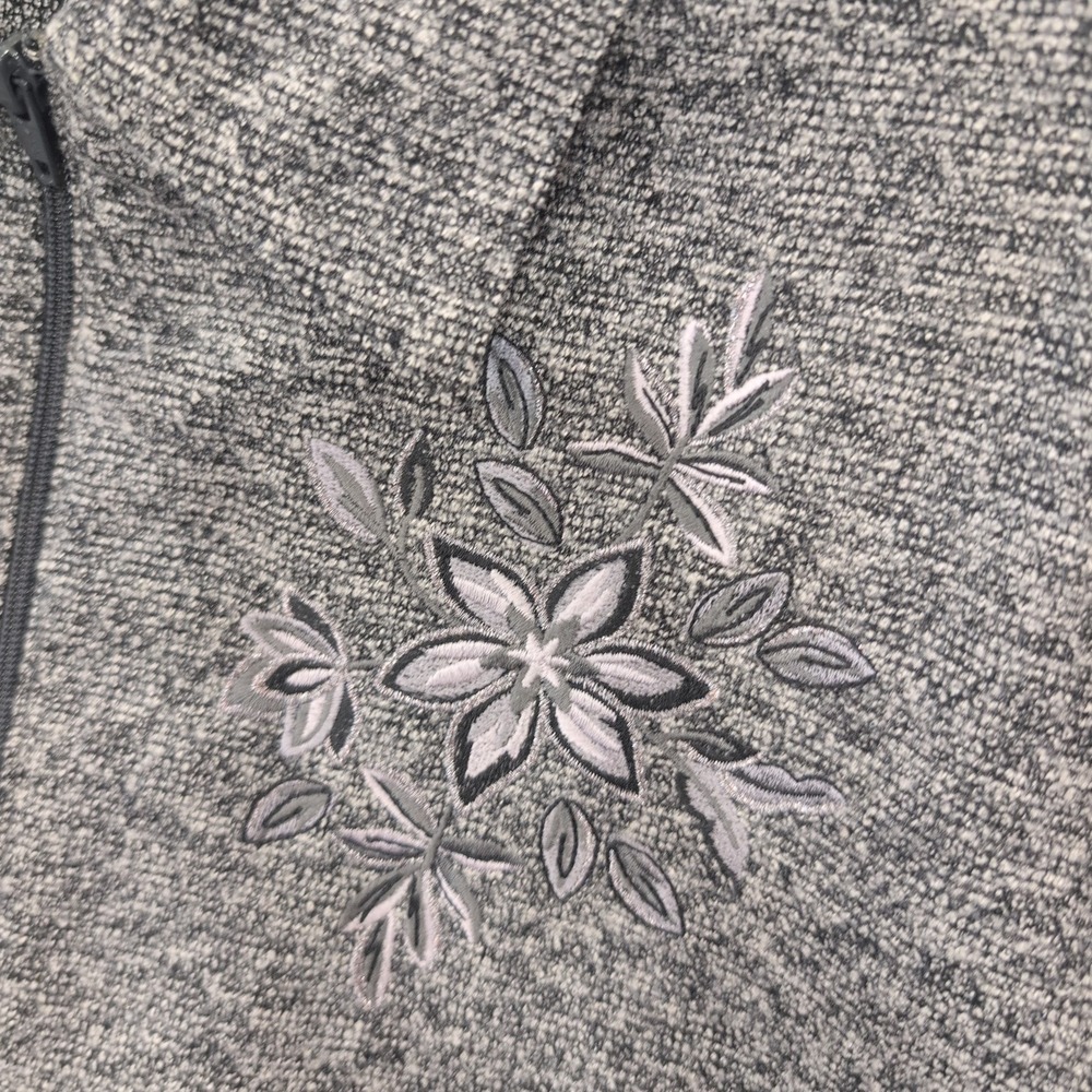 Bon Worth Womens Gray Floral Embroidered Zip Up Jacket Size L - Picture 2 of 6